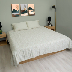 WHITE DAMASK COTTON SATIN BED SHEET