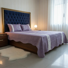 Lavender Embroidered Quilted Cotton Bed Sheet Set