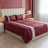 Fancy Embroidered Bed Sheet Set (Red)