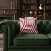 Cotton Percale Zig Zag Cushion Cover (Red)