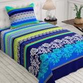 Blue Lining Design Sateen Bed Sheet Set - 5777(B)