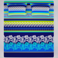 Blue Lining Design Sateen Bed Sheet Set - 5777(B)