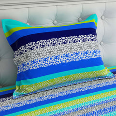 Blue Lining Design Sateen Bed Sheet Set - 5777(B)