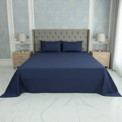 RHS Luxury Cotton Percale Dyed Bedsheet (Navy Blue)
