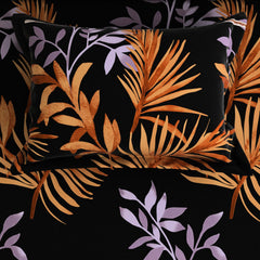 Black Leaves Sateen Bed Sheet Set - 6452(B)