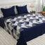 Royal Blue Geometric Squares & Triangles Sateen Bed Sheet Set