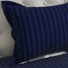 Royal Blue Geometric Squares & Triangles Sateen Bed Sheet Set