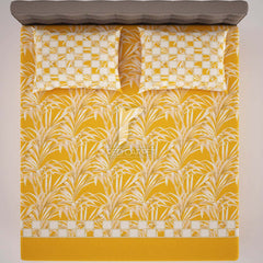Mustard Leaf Sateen Bed Sheet Set