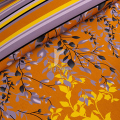 Yellow Floral Stripes & Geometric Shapes Sateen Quilt Cover Set