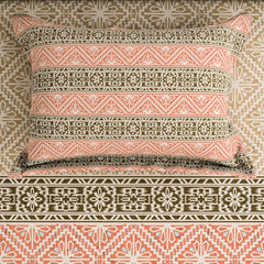 Xara Peach L-Brown Geometric Shapes Bed Sheet Set - 7310-7311