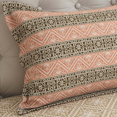 Xara Peach L-Brown Geometric Shapes Bed Sheet Set - 7310-7311