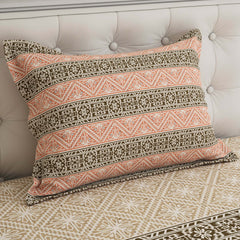 Xara Peach L-Brown Geometric Shapes Bed Sheet Set - 7310-7311