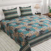 Xara Grey Leaf Design Bed Sheet Set - 7406-7407