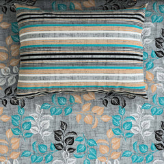 Xara Grey Leaf Design Bed Sheet Set - 7406-7407