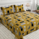 Mustard Geometric Sateen Bed Sheet Set