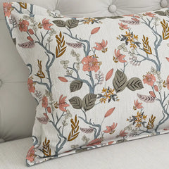 Off white Dot Floral Print Sateen Bed Sheet Set