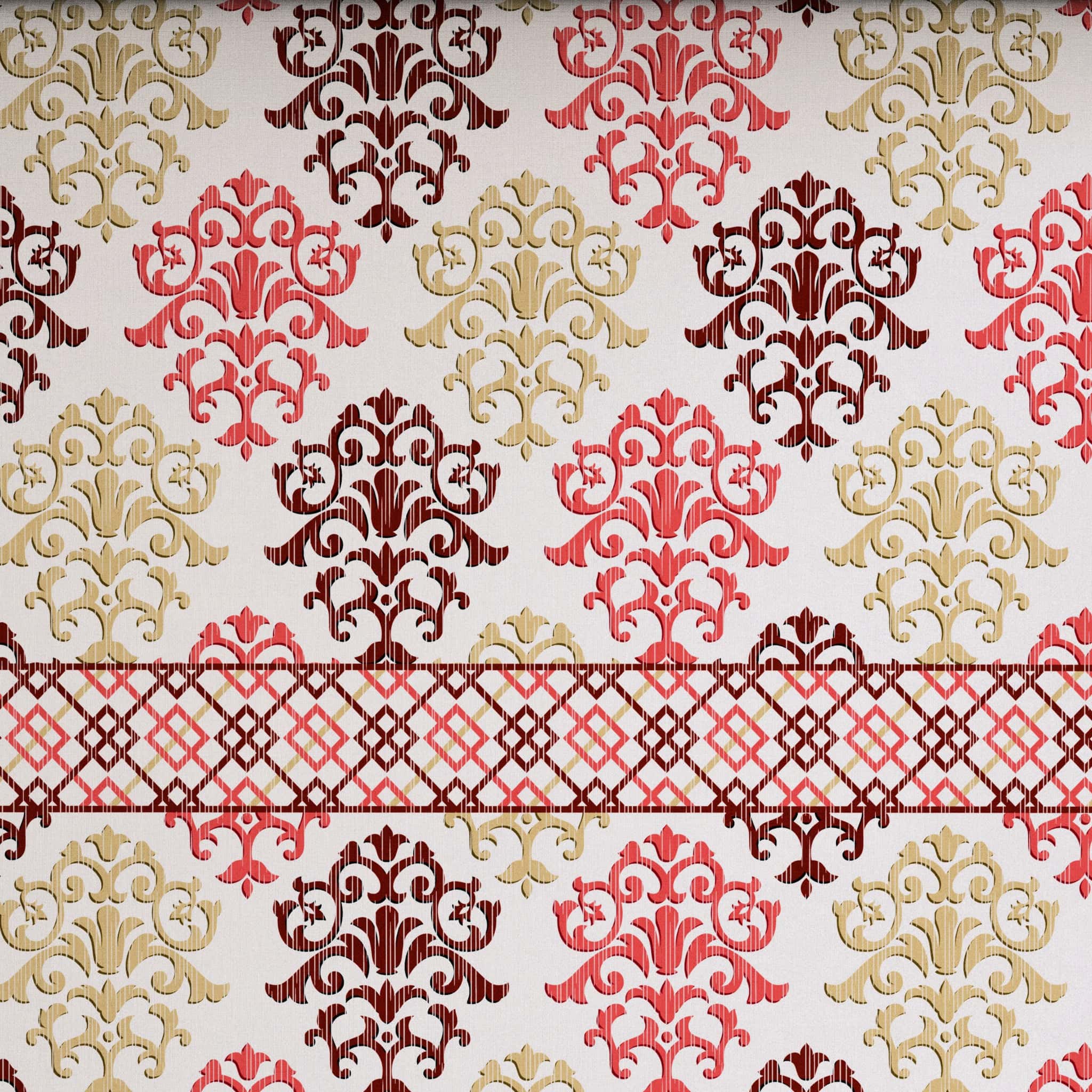 Xara Light Beige Intricate Symmetrical Bed Sheet Set - 7605-7606