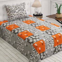 Xara Light Grey Floral Leafy Bed Sheet Set - 7627-7628