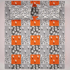 Xara Light Grey Floral Leafy Bed Sheet Set - 7627-7628