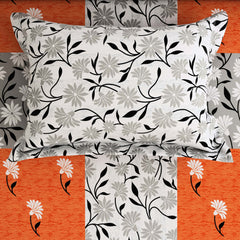 Xara Light Grey Floral Leafy Bed Sheet Set - 7627-7628