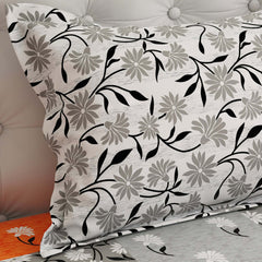 Xara Light Grey Floral Leafy Bed Sheet Set - 7627-7628