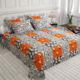 Xara Light Grey Floral Leafy Bed Sheet Set - 7627-7628