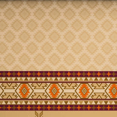 Xara Beige Geometric Grid Bed Sheet Set with Striped Pillows - 7730-7731