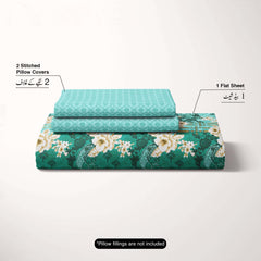 Xara Ferozi Floral Geometric Bed Sheet Set - 7999-8000