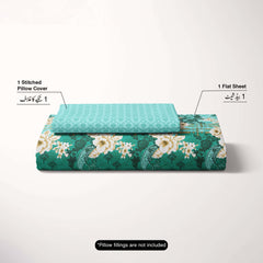 Xara Ferozi Floral Geometric Bed Sheet Set - 7999-8000