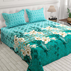 Xara Ferozi Floral Geometric Bed Sheet Set - 7999-8000