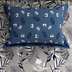 Xara Floral Stripes Bed Sheet Set Grey Blue - 8015-8016