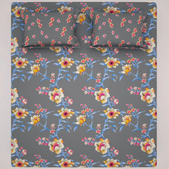 Xara Floral Grey Bed Sheet Set