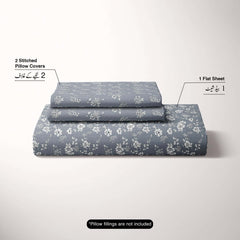 Xara Light Grey Floral Bed Sheet Set - 8050-8057