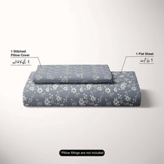 Xara Light Grey Floral Bed Sheet Set - 8050-8057