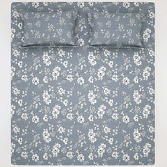 Xara Light Grey Floral Bed Sheet Set - 8050-8057