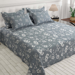 Xara Light Grey Floral Bed Sheet Set - 8050-8057