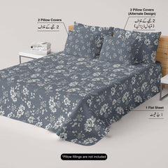 Xara Light Grey Floral Bed Sheet Set - 8050-8057