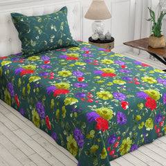 Xara Green Floral Bed Sheet Set