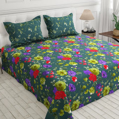 Xara Green Floral Bed Sheet Set