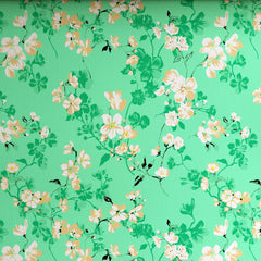 Xara Green Floral Stripe Border Bed Sheet Set - 8103-8104