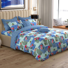 AZURE PATCHWORK Xara 8 Pcs King Reversible Quilt Cover Set Bedsheet