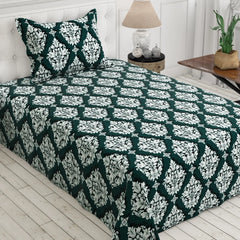 EMERALD SCROLL SATEEN BED SHEET SET