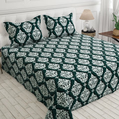 EMERALD SCROLL SATEEN BED SHEET SET