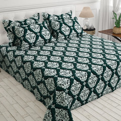 EMERALD SCROLL SATEEN BED SHEET SET