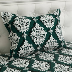 EMERALD SCROLL SATEEN BED SHEET SET
