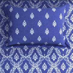 Xara Blue Geometric Grid Bed Sheet Set - 8296-97