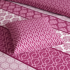 PINK MOSAIC Xara 8 Pcs King Reversible Quilt Cover Set Bedsheet