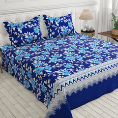 MARINE FLOWER SATEEN BED SHEET SET