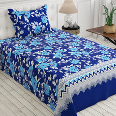 MARINE FLOWER SATEEN BED SHEET SET