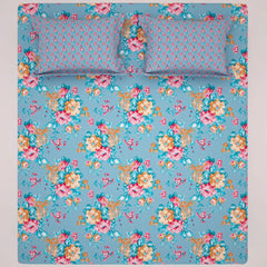Xara Blue Floral Bed Sheet Set